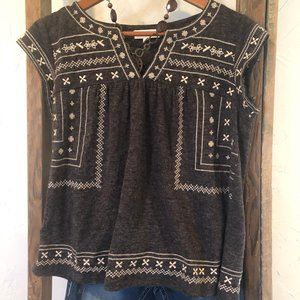 Juniors Embroidered, Earth-brown, Small Top